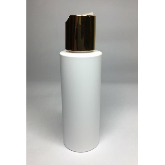 100ml White Cylinder Bottle with Shiny Gold Disc Top