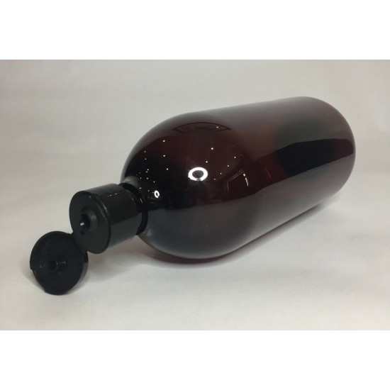 1000ml (1L) Amber PET Sirop Bottle with Black Flip Top Cap