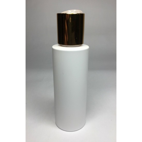 100ml White Cylinder Bottle with Shiny Gold Disc Top