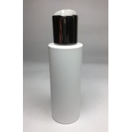100ml White Cylinder Bottle with Shiny Silver Disc Top