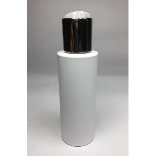 100ml White Cylinder Bottle with Shiny Silver Disc Top 100ml White Cylinder Bottle with Shiny Silver Disc Top