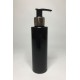 250ml Black PET Cylinder Bottle with Shiny Silver & Black Lotion Pump