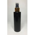 250ml Black PET Cylinder Bottle with Shiny Gold & Black Atomiser