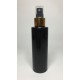 250ml Black PET Cylinder Bottle with Shiny Gold & Black Atomiser