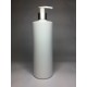 500ml White Cylinder Bottle with Matt Silver & White Pump