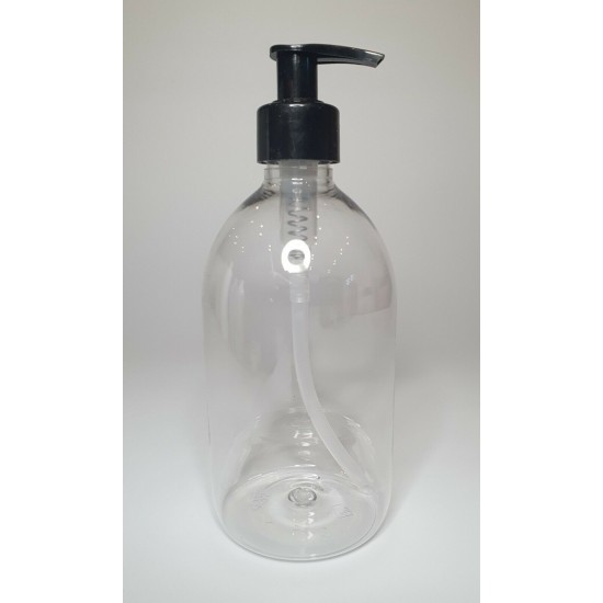 500ml Clear PET Sirop Bottle With Black Lotion Pump