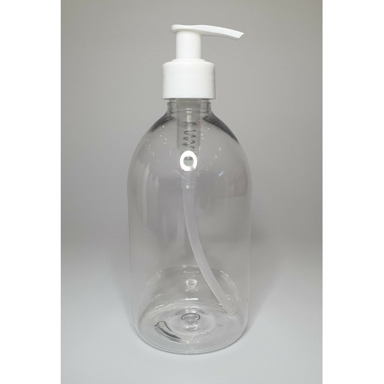 500ml Clear PET Sirop Bottle With White Lotion Pump