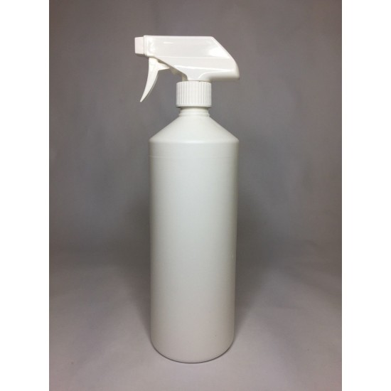 1000ml (1L) White HDPE Swipe Plastic Bottle with White Trigger Spray
