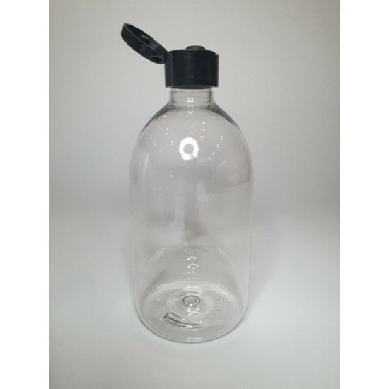 500ml Clear Sirop Bottle with Black Flip Top Cap