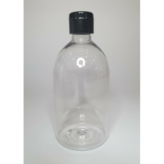 500ml Clear Sirop Bottle with Black Flip Top Cap