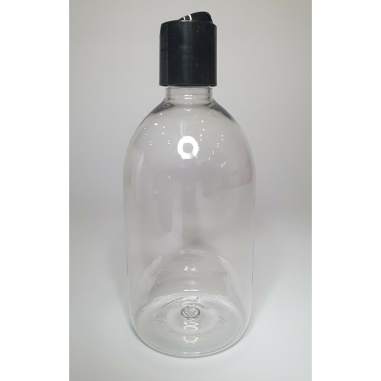 500ml Clear Sirop Bottle with Black Disc Top Cap