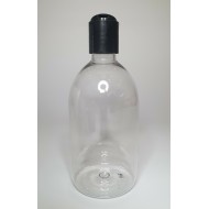 500ml Clear Sirop Bottle with Black Disc Top Cap