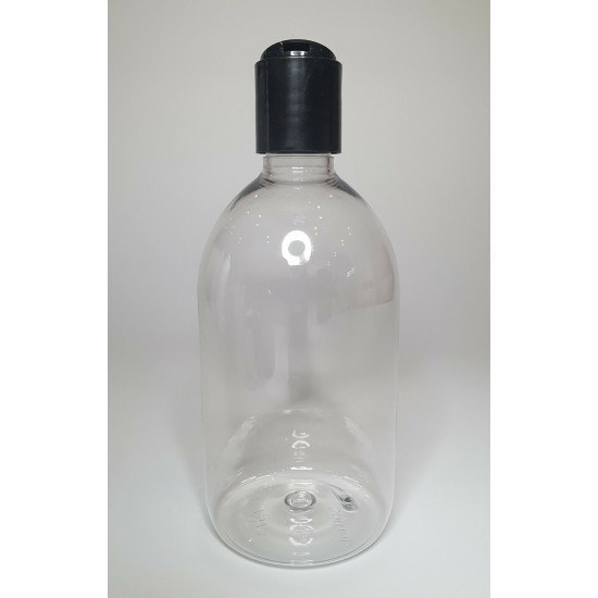 500ml Clear Sirop Bottle with Black Disc Top Cap