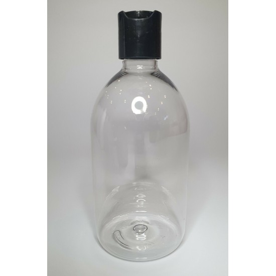 500ml Clear Sirop Bottle with Black Disc Top Cap