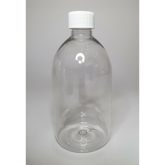500ml Clear PET Plastic Sirop Bottles With White Screw On Cap
