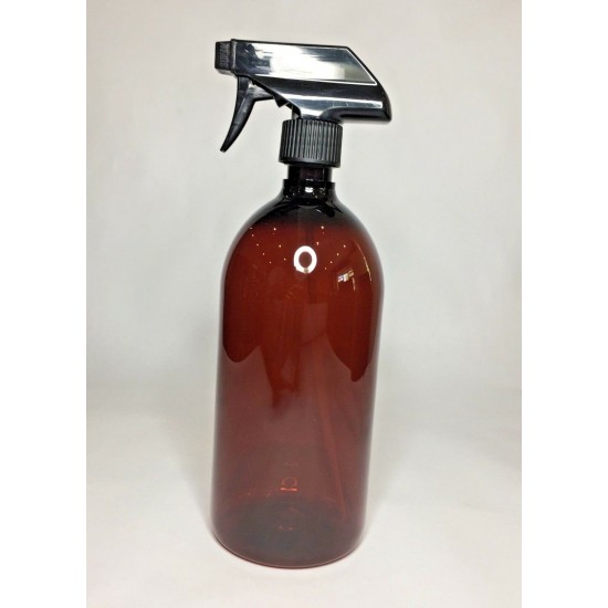 1000ml (1L) Amber PET Sirop bottle with Black Trigger Spray