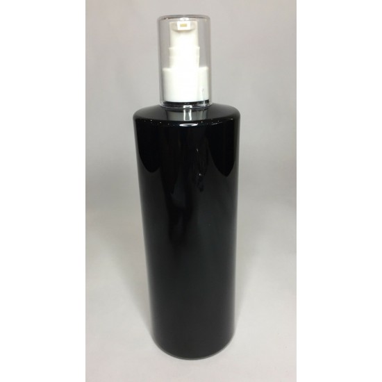 500ml Black PET Cylinder Bottle With White Cream Pump And Overcap