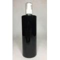 500ml Black PET Cylinder Bottle With White Cream Pump And Overcap