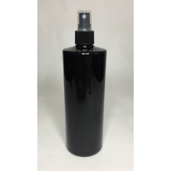 250ml Black PET Cylinder Bottle with Black Atomiser