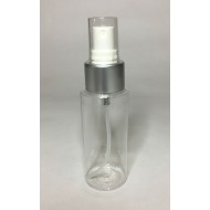 100ml Clear Plastic Cylinder Bottle with Matt Silver Atomiser