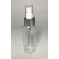 100ml Clear Plastic Cylinder Bottle with Matt Silver Atomiser