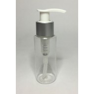 100ml Clear Plastic Cylinder Bottle with Matt Silver & White Pump Dispenser