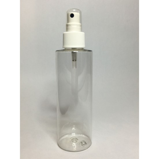 200ml Clear PET Cylinder Bottle with White Atomiser