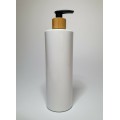 500ml White Cylinder Bottles with Bamboo Black Lotion Pump