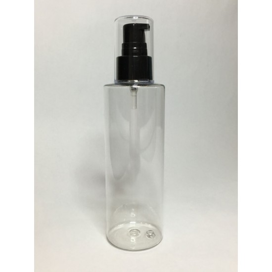 200ml Clear PET Cylinder Bottle with Black Cream Pump