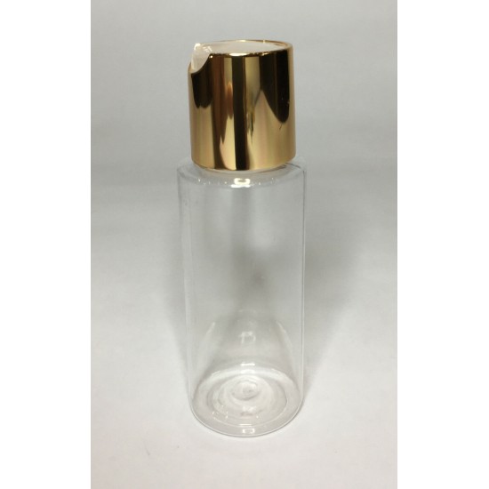 60ml Clear PET Cylinder Bottle with Shiny Gold Disc Top