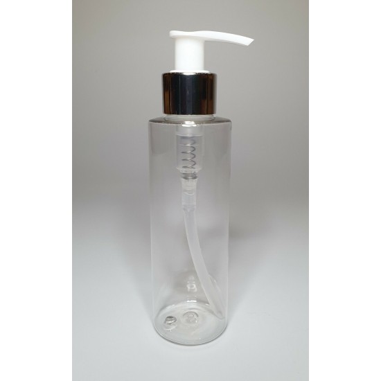 100ml Clear PET Cylindrical Bottles With Chrome Pump