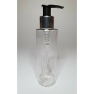 100ml Clear Plastic Cylinder Bottle with Silver & Black Pump Dispenser