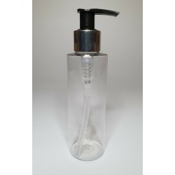 100ml Clear Plastic Cylinder Bottle with Silver & Black Pump Dispenser