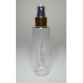 100ml Clear Plastic Cylinder Bottle with Gold & Black Atomiser