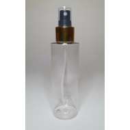 100ml Clear Plastic Cylinder Bottle with Gold & Black Atomiser