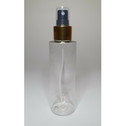 100ml Clear Plastic Cylinder Bottle with Gold & Black Atomiser