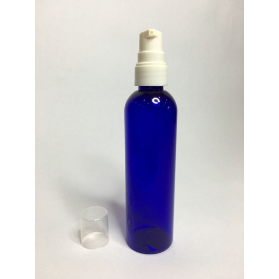 60ml Blue PET Boston Bottle with White Cream Pump