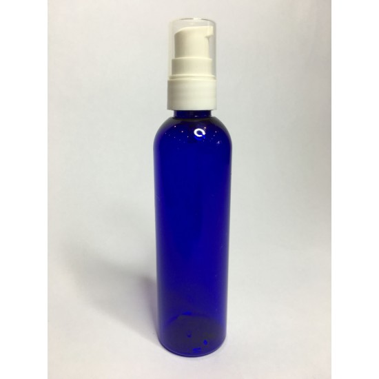 125ml Blue PET Boston Bottle with White Cream Pump