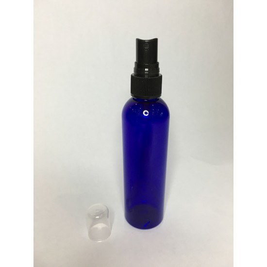 250ml Blue PET Boston Bottle with Black Atomiser