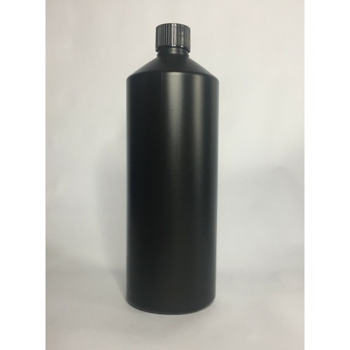 1 litre black plastic bottle