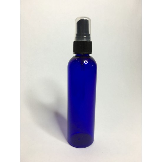 125ml Blue PET Boston Bottle with Black Atomiser