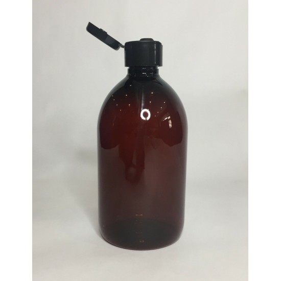 250ml Amber PET Sirop Bottle with Black Flip Top