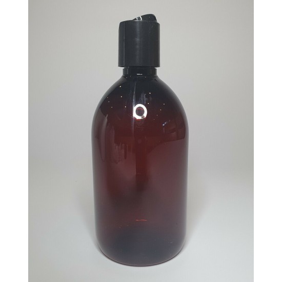 250ml Amber PET Sirop Bottle with Black Disc Top Cap