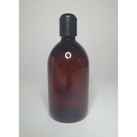 250ml Amber PET Sirop Bottle with Black Disc Top Cap