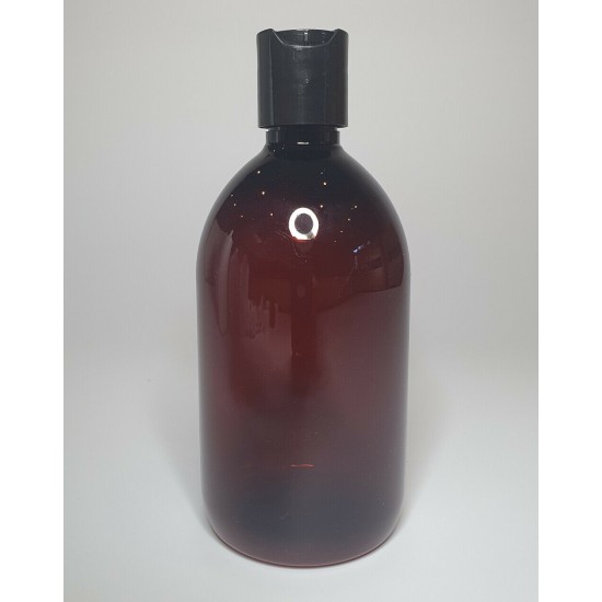 250ml Amber PET Sirop Bottle with Black Disc Top Cap