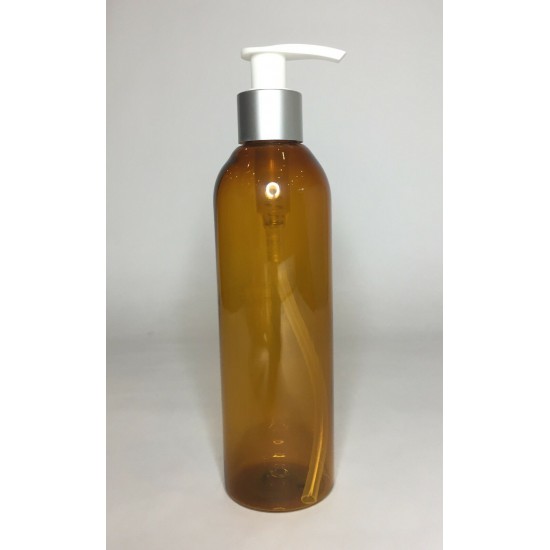 500ml Amber Tall Boston Bottle with Matt Silver Pump