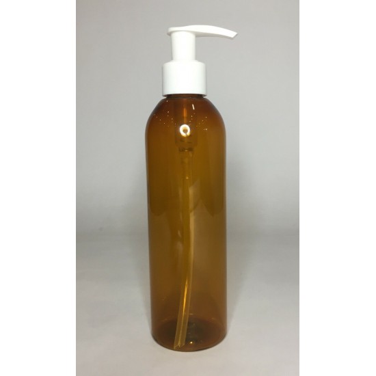 250ml Amber Tall Boston Bottle with White Lotion Pump 250ml Amber Tall Boston Bottle with White Lotion Pump
