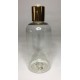 250ml Clear PET Round Boston Bottle with Shiny Gold Disc Top