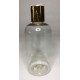 250ml Clear PET Round Boston Bottle with Shiny Gold Disc Top