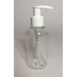 150ml Clear PET Boston Bottle with White Lotion Pump